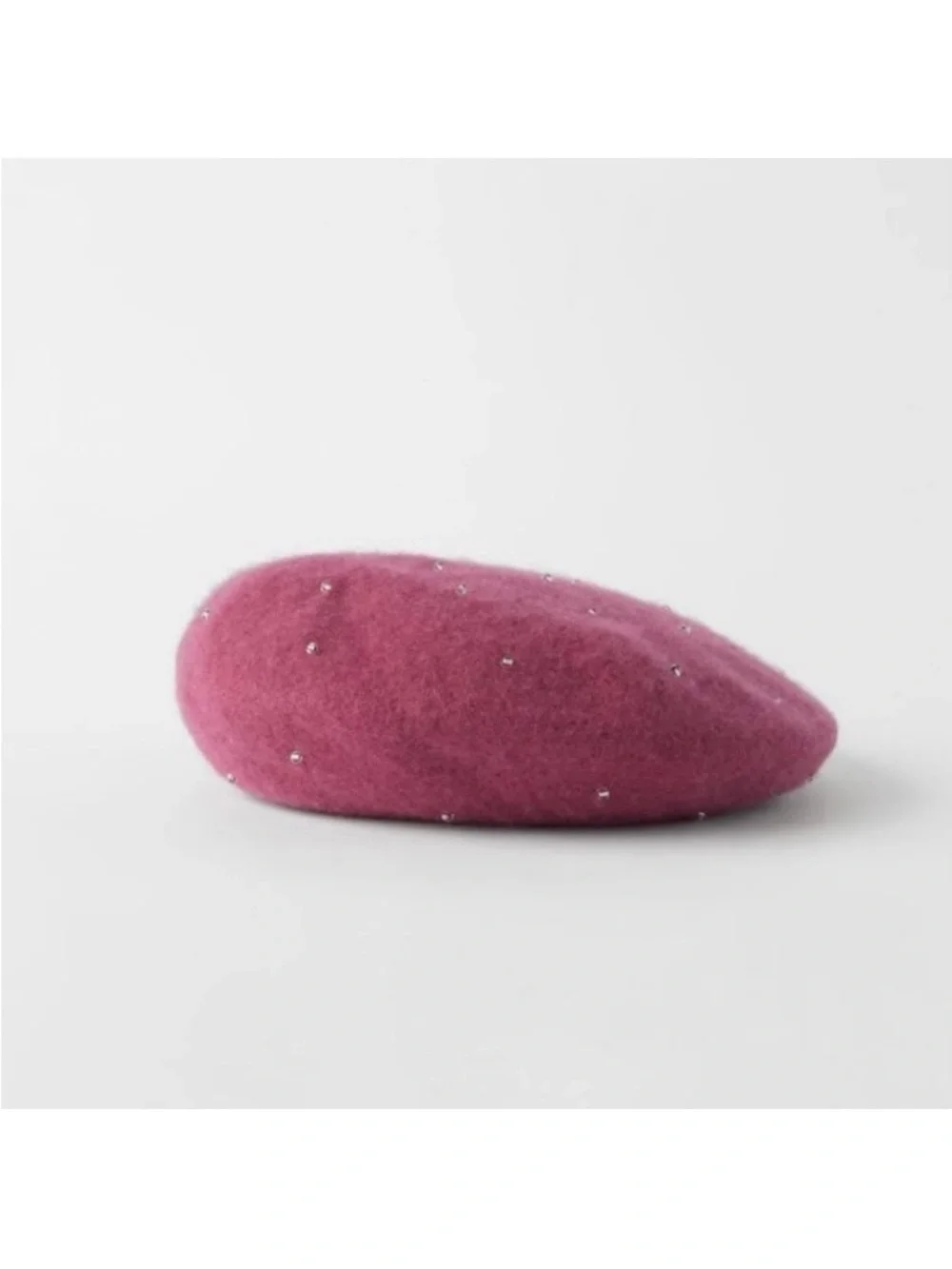 Zara girls Pink Wool Beret with Rhinestone Crystal Studs
